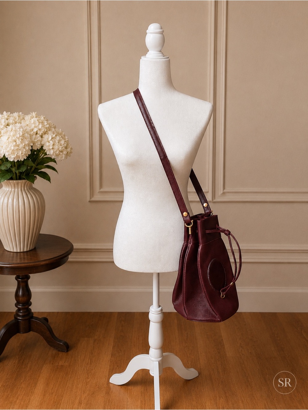 VTG Must de Cartier Sac Seau Bordeaux Leather Bucket Drawstring Shoulder Bag - Picture 6 of 13